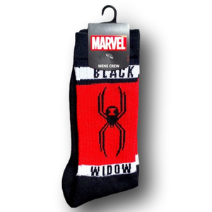 3/$20 Marvel Black Widow Spider Funny Novelty Crew Socks - Brand New